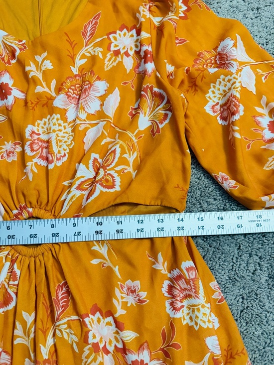 Collective Concepts Floral Midi Dress Women size Medium Orange Cutout Ring Dress - Picture 4 of 12